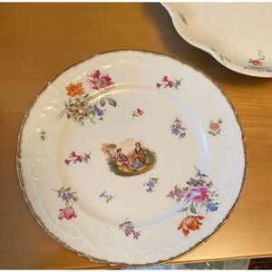 German porcelain hand painted plate with gold